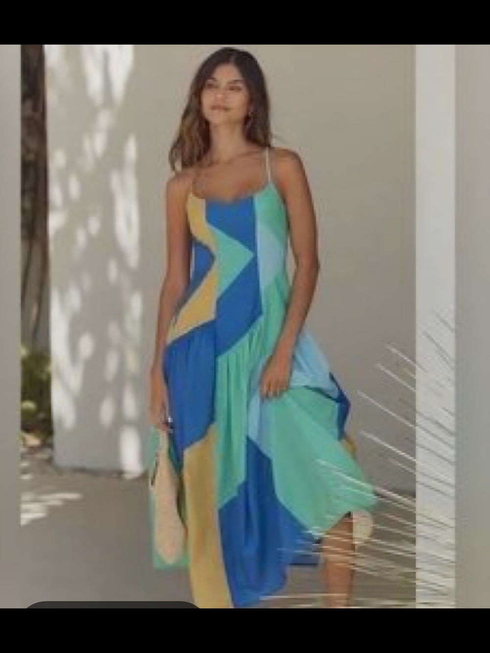 Anthropologie Colorblock Midi Dress in Blue, Aqua & Yellow